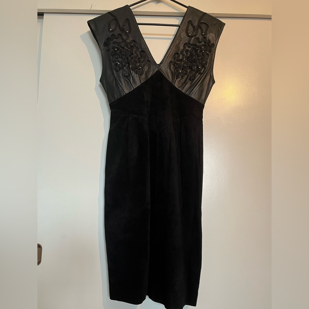 Black leather dress